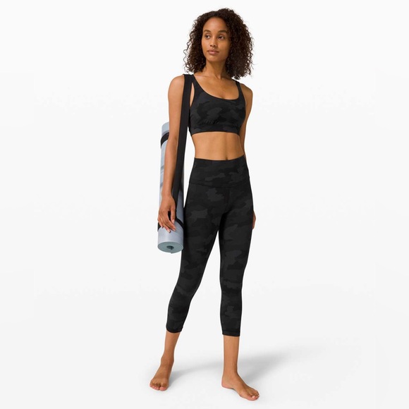 🍋 LULULEMON Align Crop *21" Black Camouflage Leggings Size 10 - Picture 6 of 14